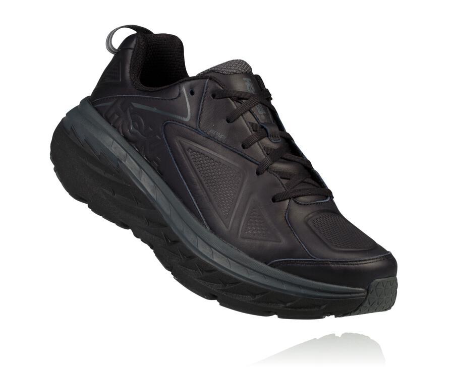 Running Shoes Mens - Hoka One One Bondi Leather - Black - NTDHSLU-97